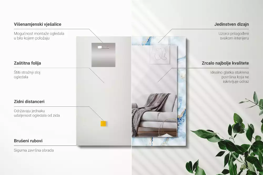 Oglindă imprimată Model abstract de marmură