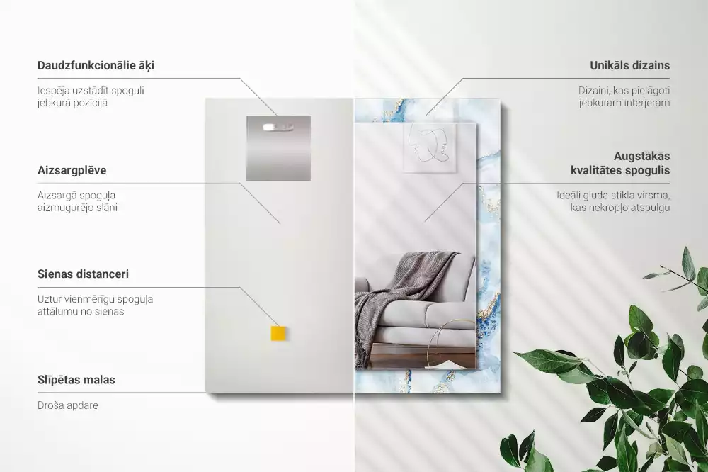 Oglindă imprimată Model abstract de marmură