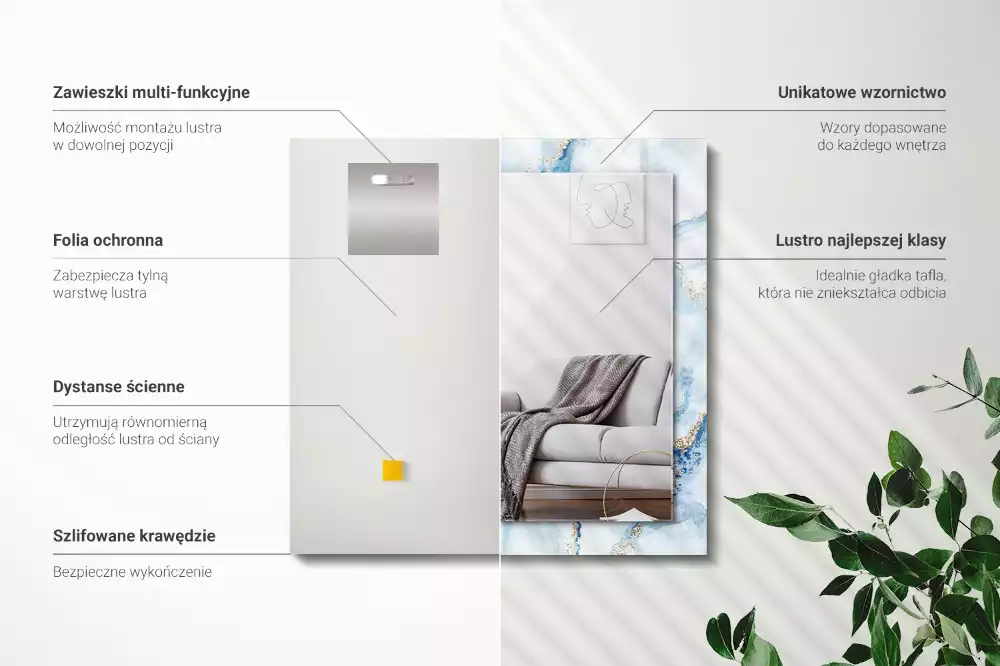 Oglindă imprimată Model abstract de marmură