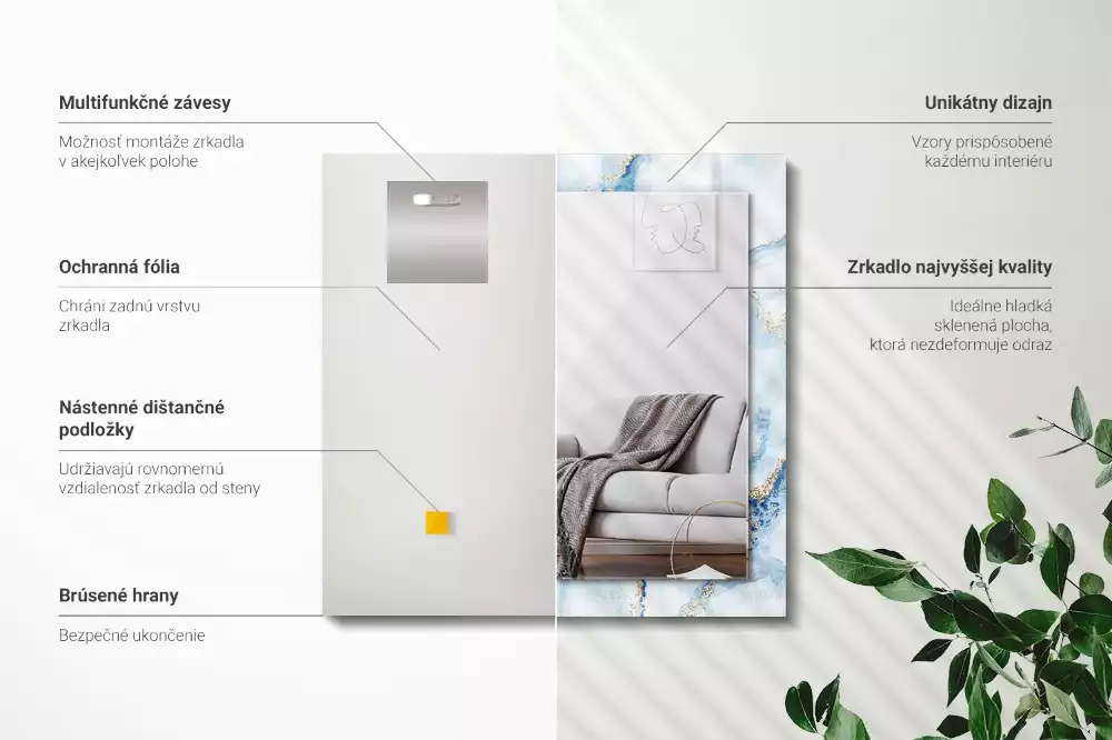 Oglindă imprimată Model abstract de marmură