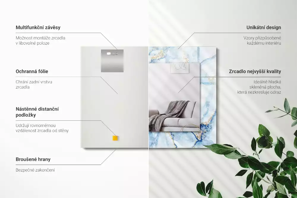 Oglindă imprimată Model abstract de marmură