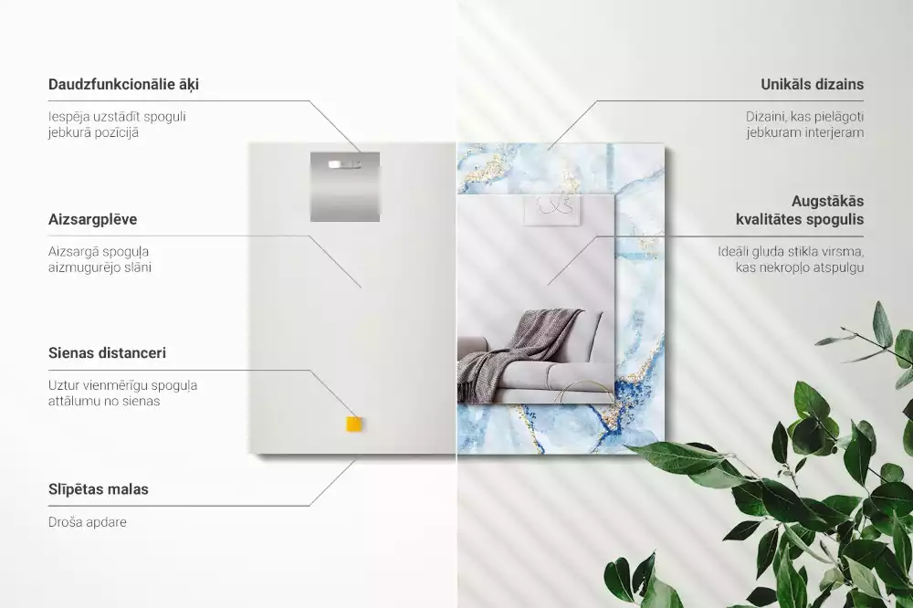 Oglindă imprimată Model abstract de marmură