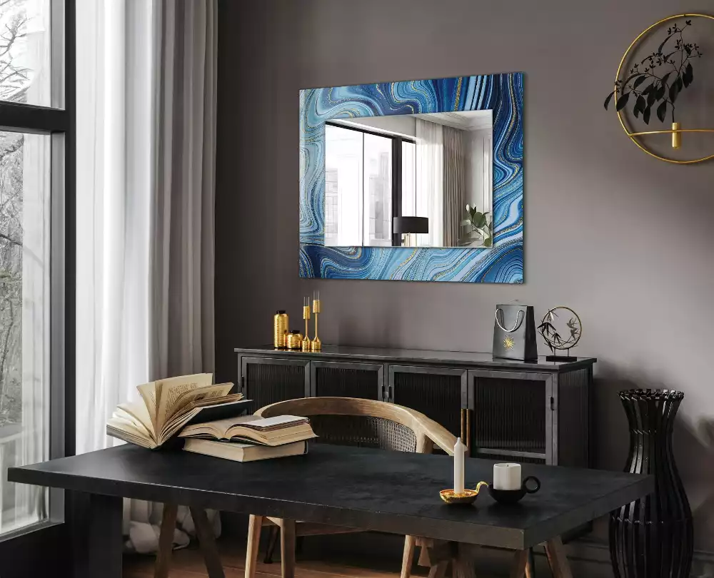 Decorațiuni de perete cu oglinzi Model abstract albastru