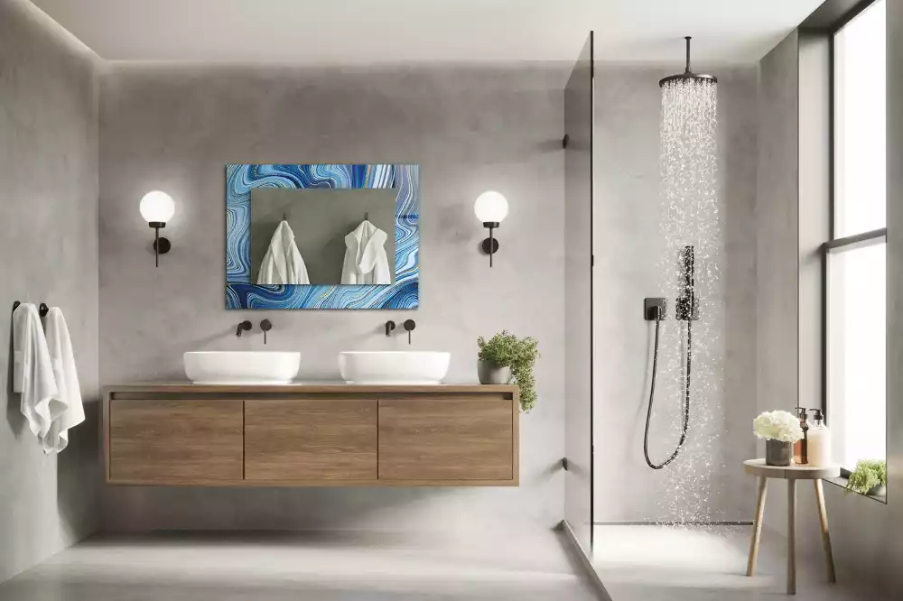 Decorațiuni de perete cu oglinzi Model abstract albastru