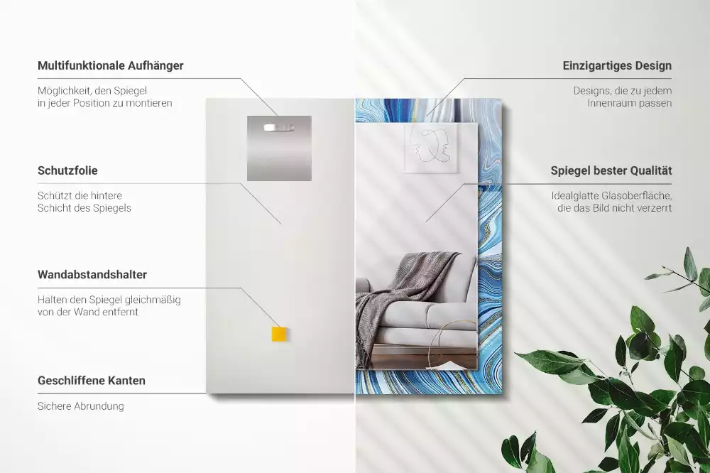 Decorațiuni de perete cu oglinzi Model abstract albastru