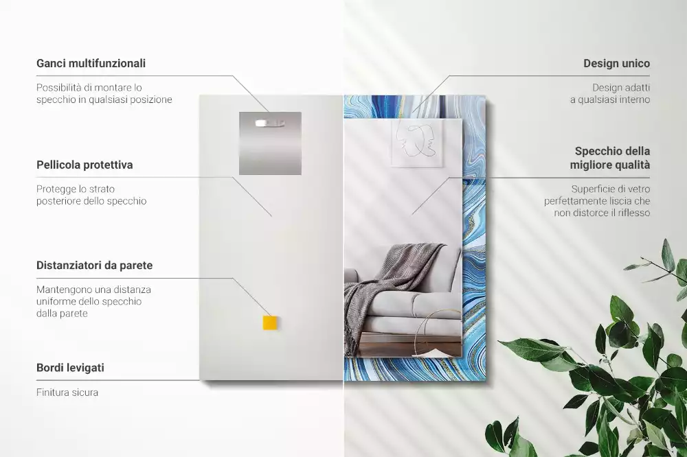 Decorațiuni de perete cu oglinzi Model abstract albastru