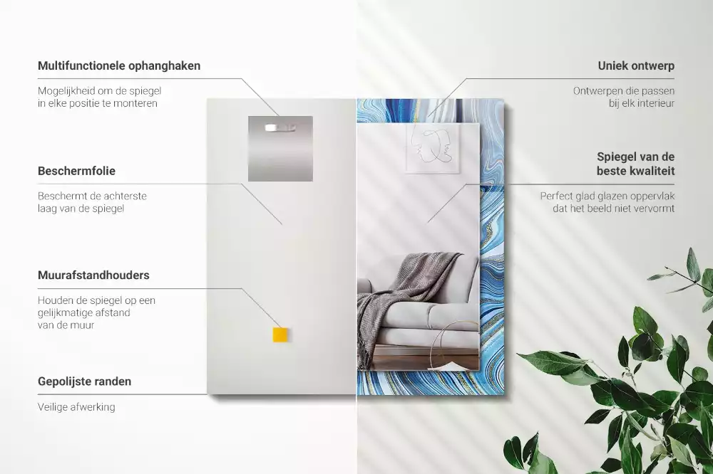 Decorațiuni de perete cu oglinzi Model abstract albastru