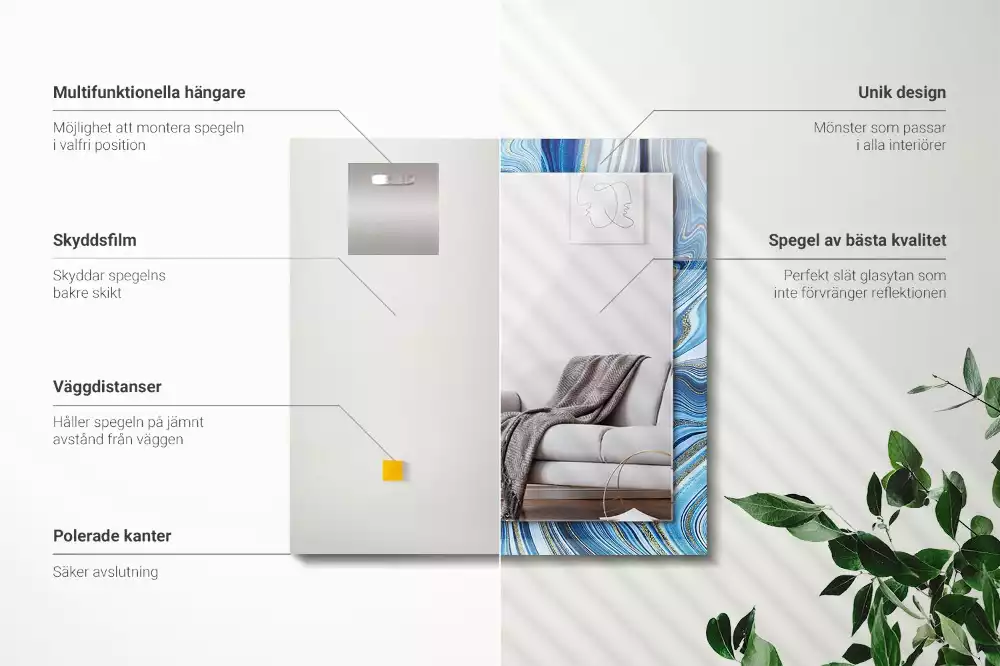 Decorațiuni de perete cu oglinzi Model abstract albastru