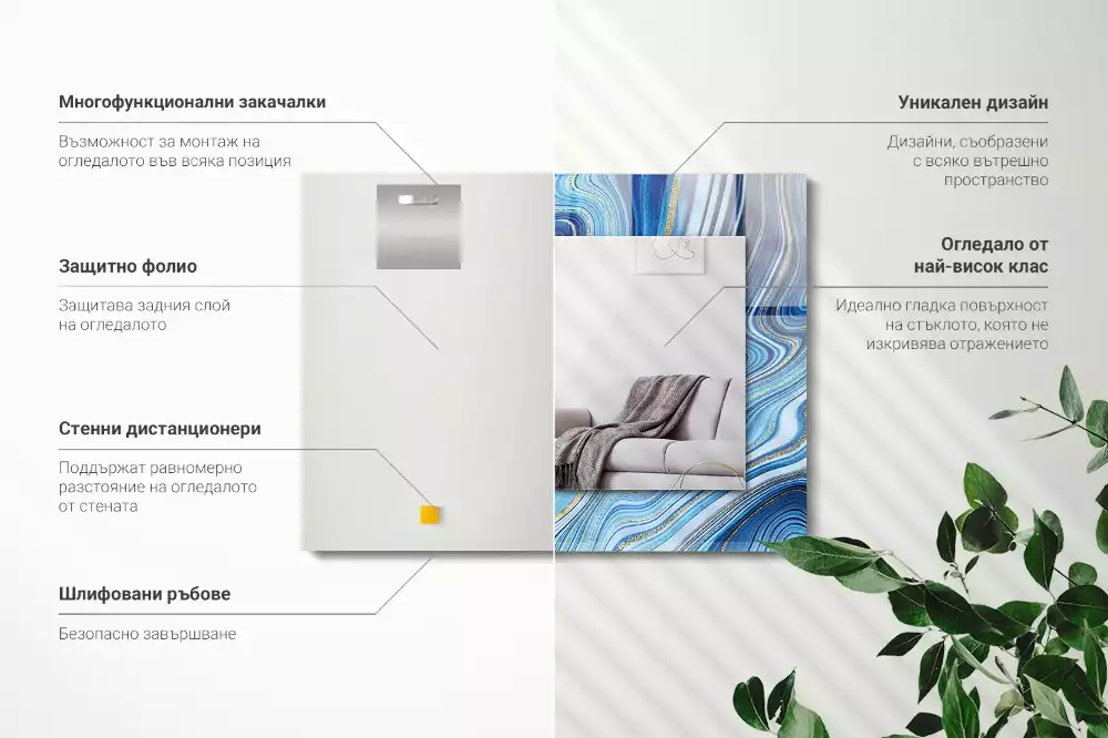 Decorațiuni de perete cu oglinzi Model abstract albastru