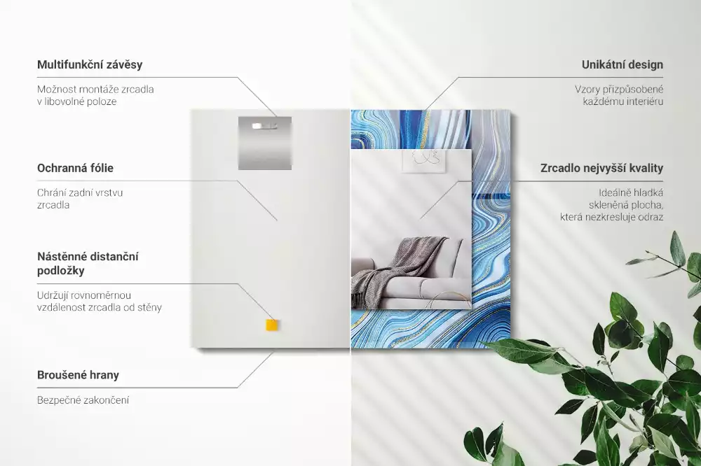 Decorațiuni de perete cu oglinzi Model abstract albastru