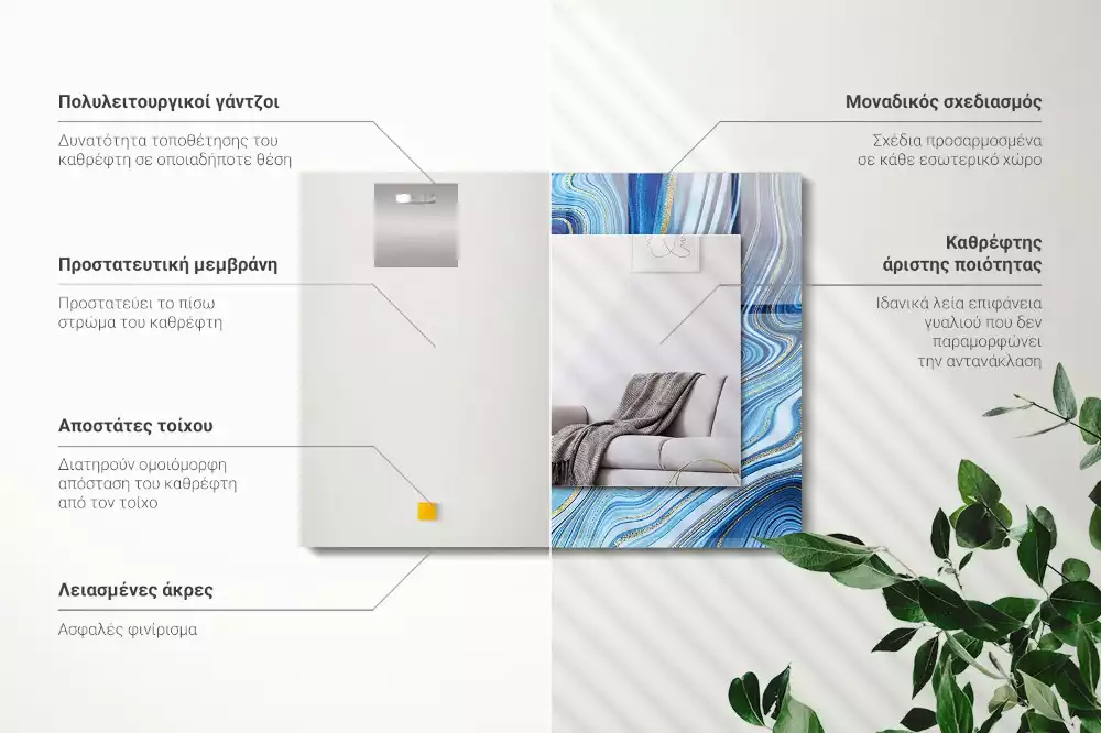 Decorațiuni de perete cu oglinzi Model abstract albastru