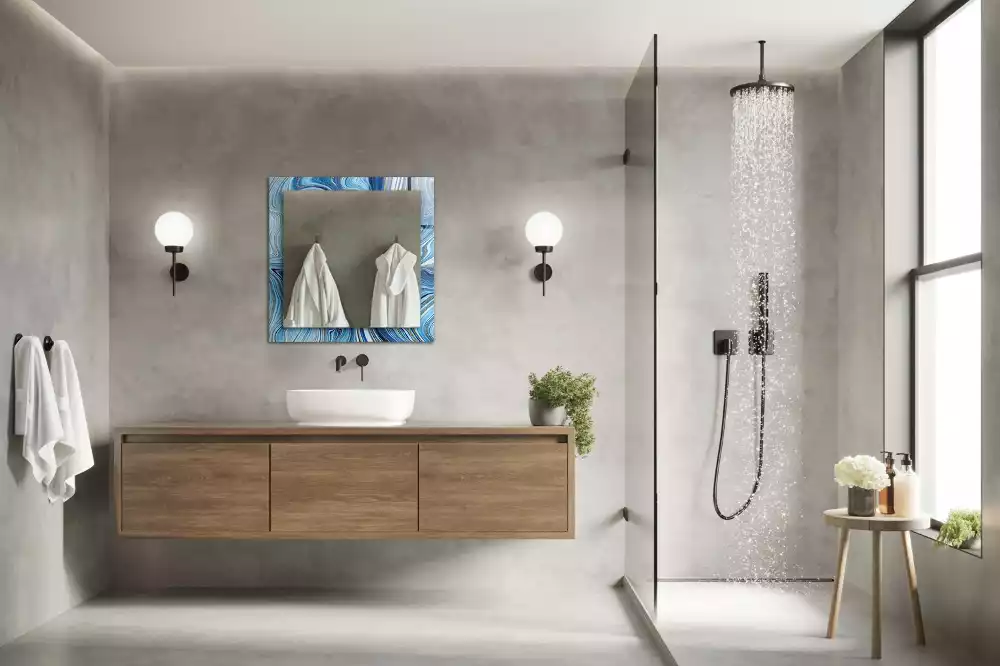 Decorațiuni de perete cu oglinzi Model abstract albastru