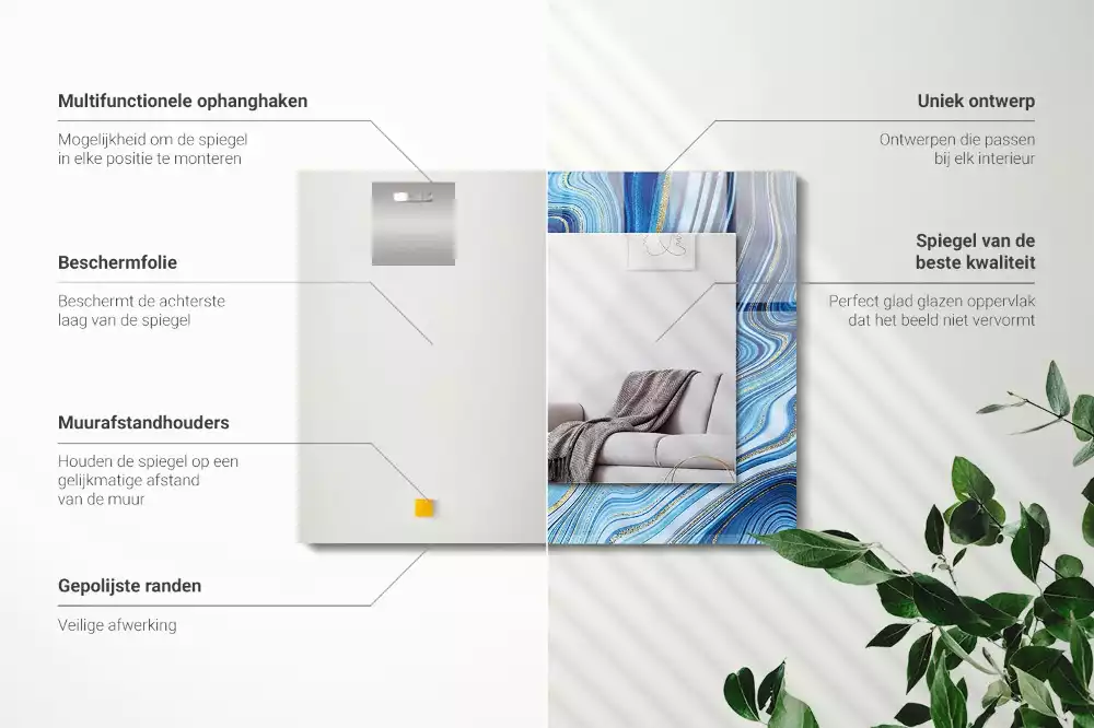 Decorațiuni de perete cu oglinzi Model abstract albastru