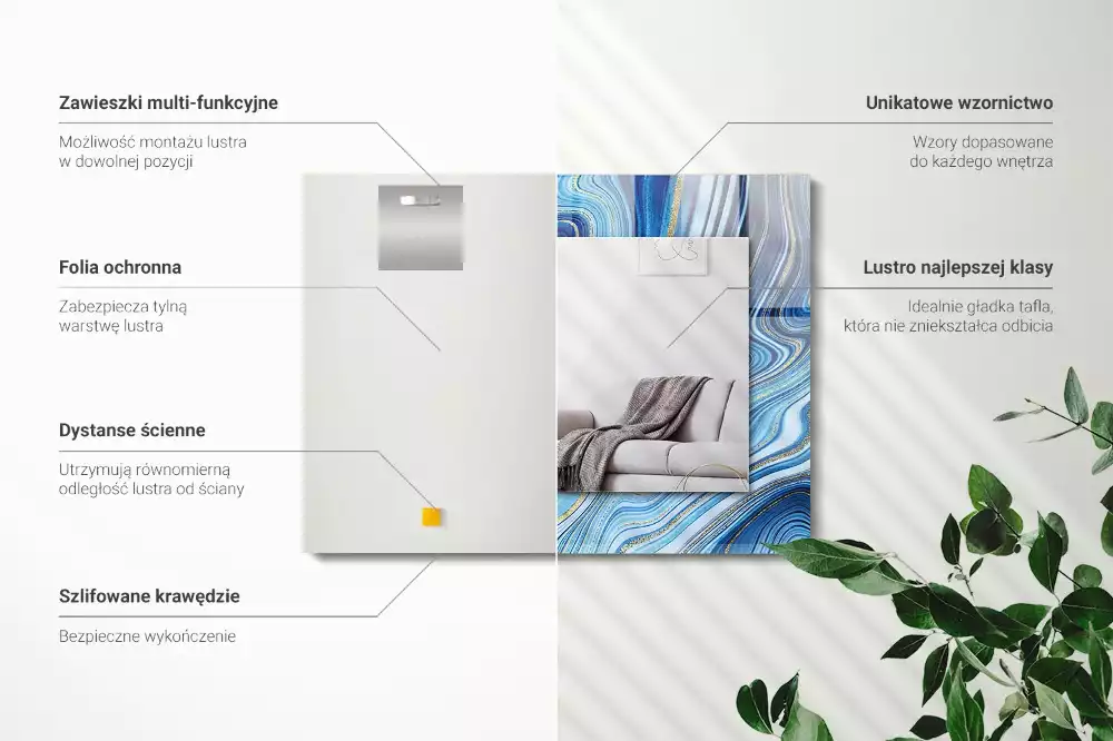 Decorațiuni de perete cu oglinzi Model abstract albastru