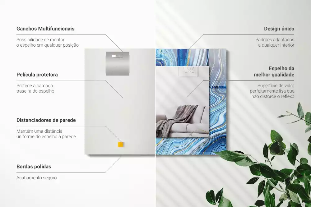 Decorațiuni de perete cu oglinzi Model abstract albastru