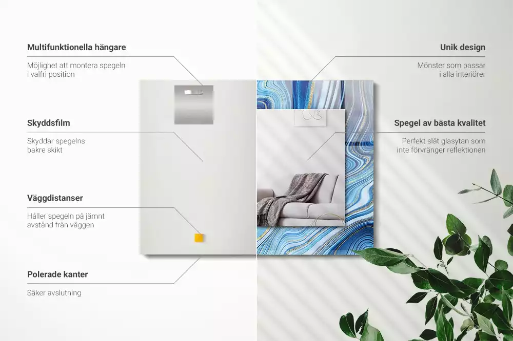 Decorațiuni de perete cu oglinzi Model abstract albastru