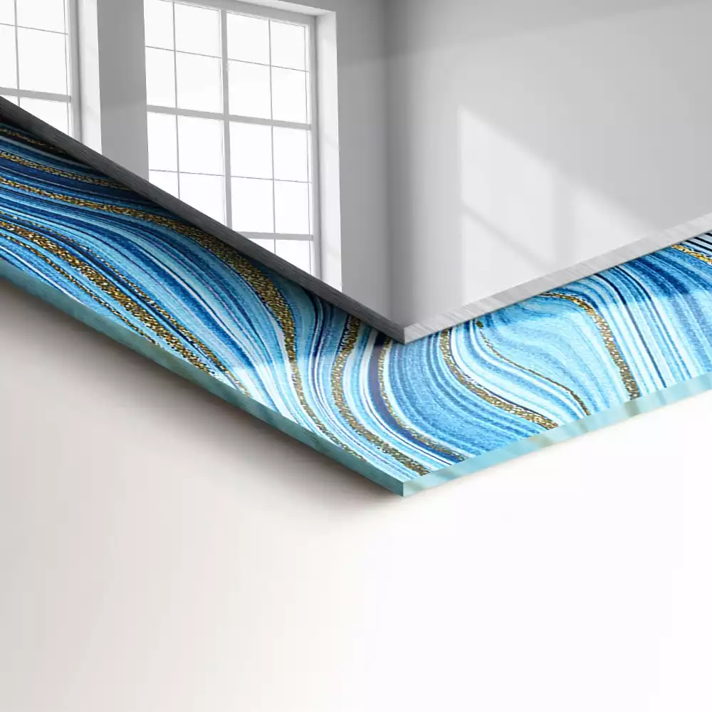 Decorațiuni de perete cu oglinzi Model abstract albastru