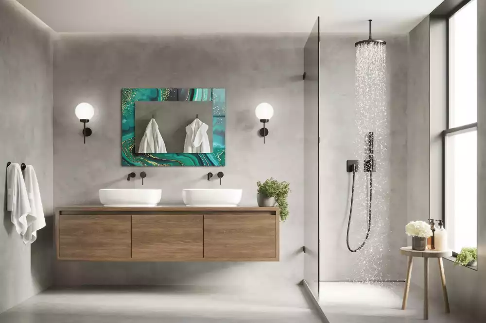 Decorațiuni perete cu oglindă Textură abstractă verde