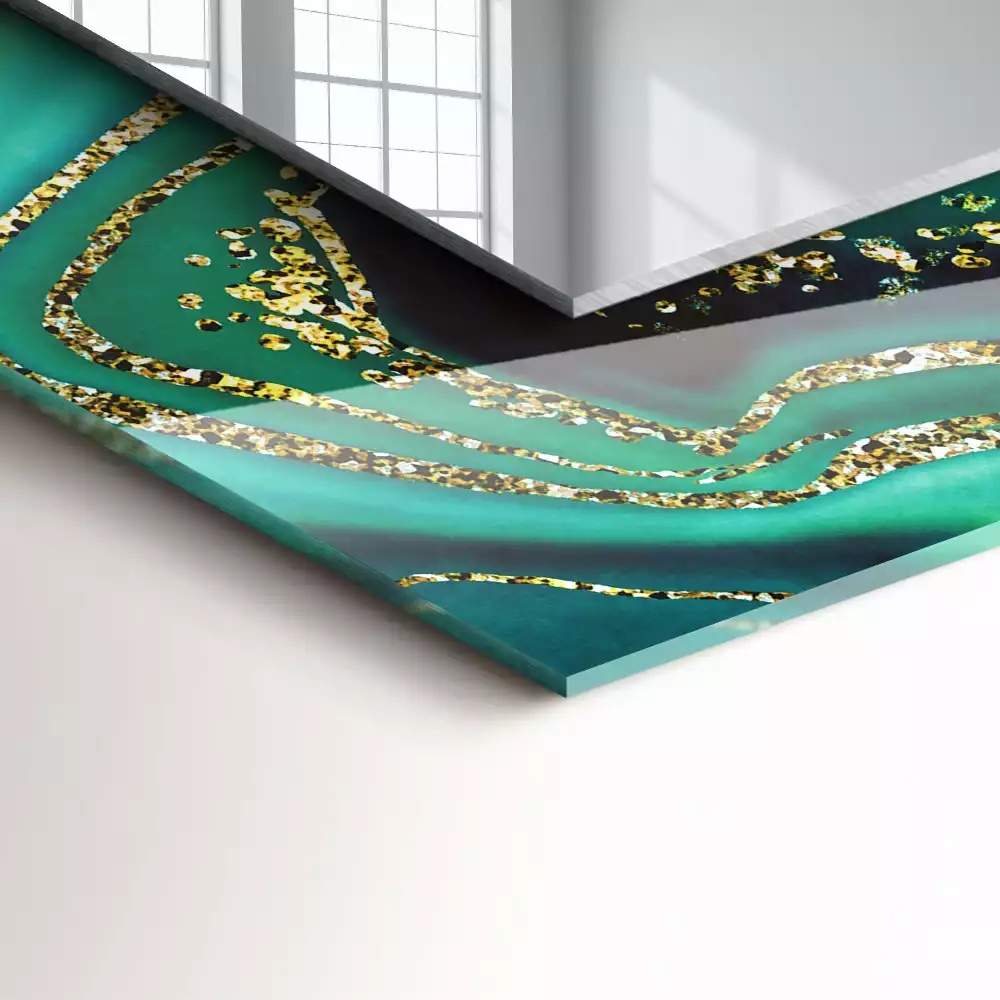 Decorațiuni perete cu oglindă Textură abstractă verde