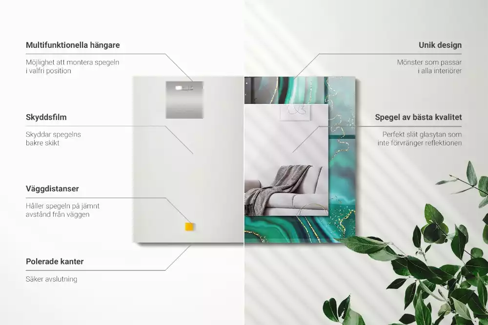 Decorațiuni perete cu oglindă Textură abstractă verde