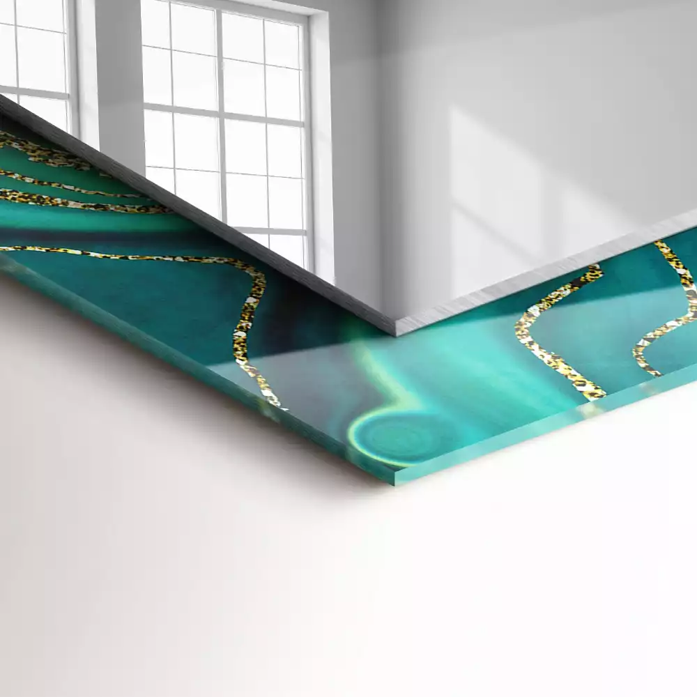 Decorațiuni perete cu oglindă Textură abstractă verde