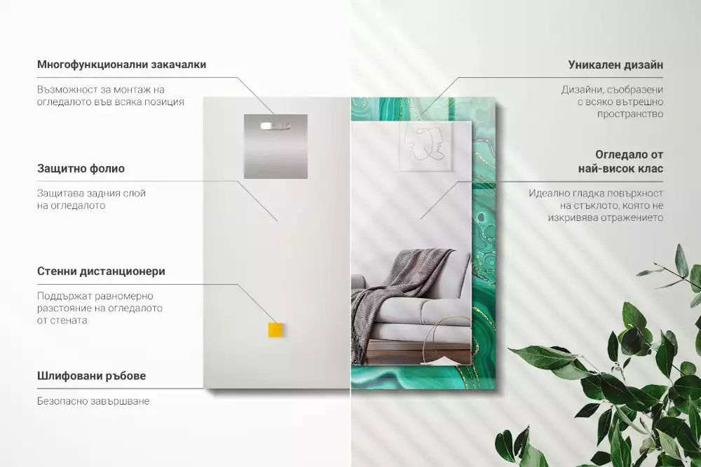 Oglindă imprimată Textură abstractă verde