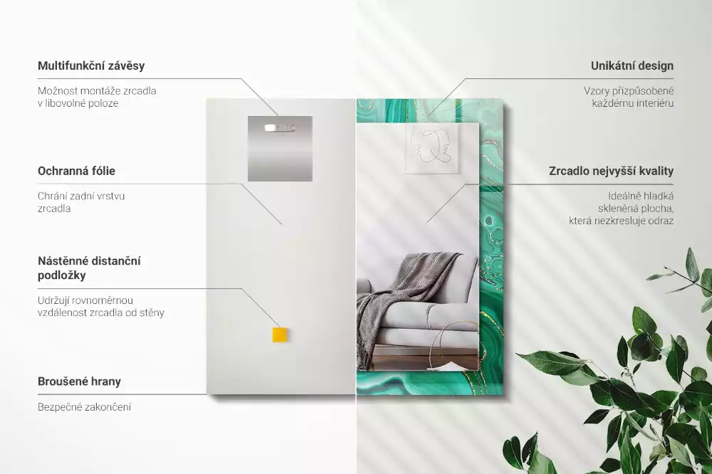 Oglindă imprimată Textură abstractă verde