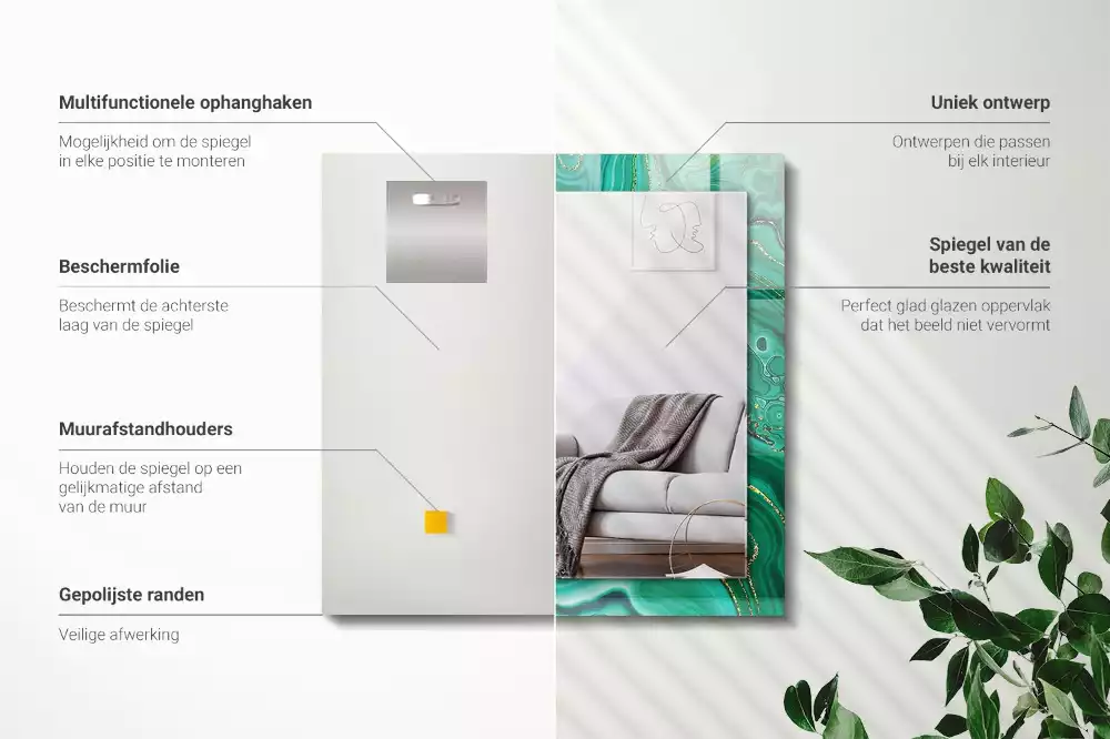 Oglindă imprimată Textură abstractă verde