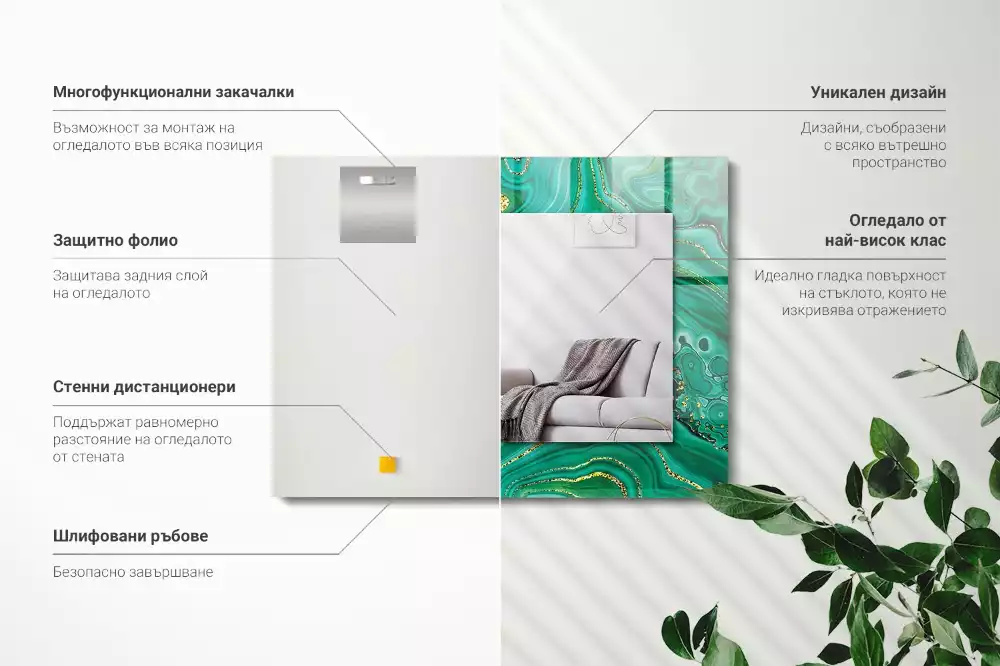 Oglindă imprimată Textură abstractă verde