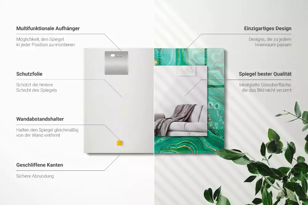 Oglindă imprimată Textură abstractă verde