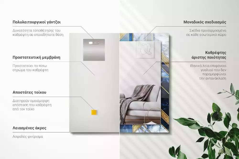 Decorațiuni perete cu oglindă Mozaic geometric abstract