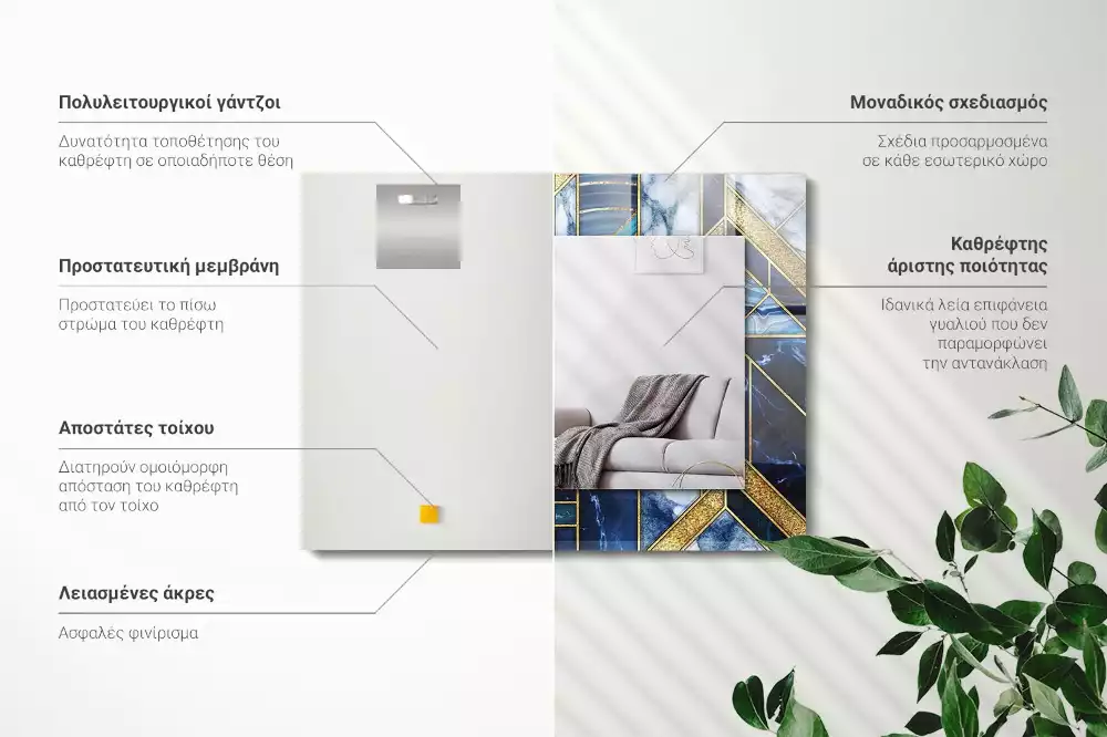 Decorațiuni perete cu oglindă Mozaic geometric abstract