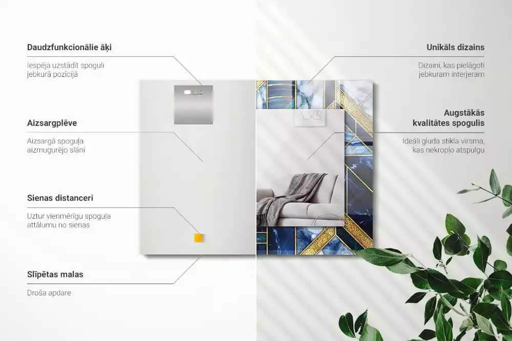 Decorațiuni perete cu oglindă Mozaic geometric abstract