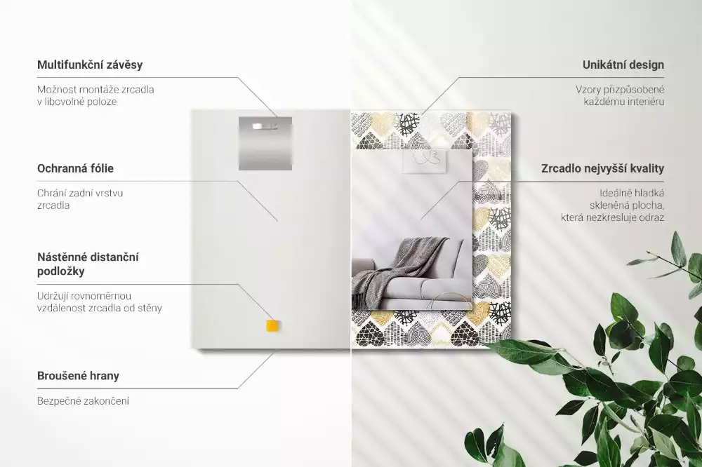 Oglindă imprimată Inimioare colorate