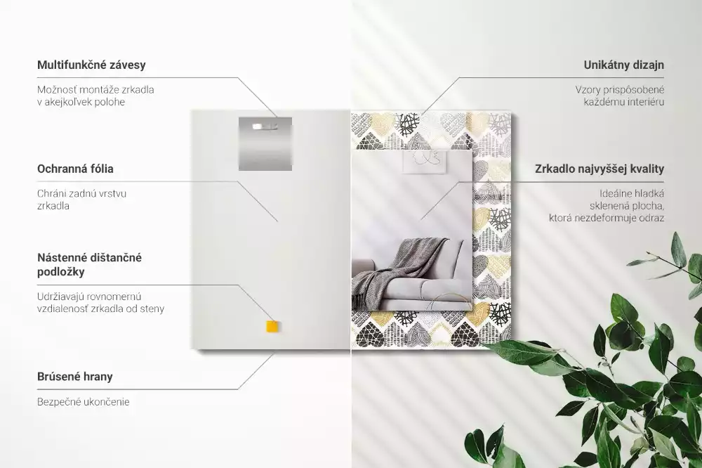 Oglindă imprimată Inimioare colorate