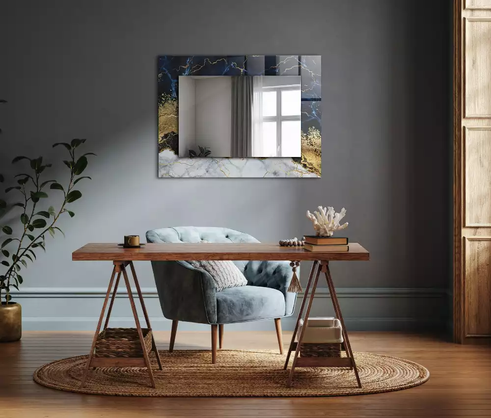 Decorațiuni perete cu oglindă Abstracție de marmură