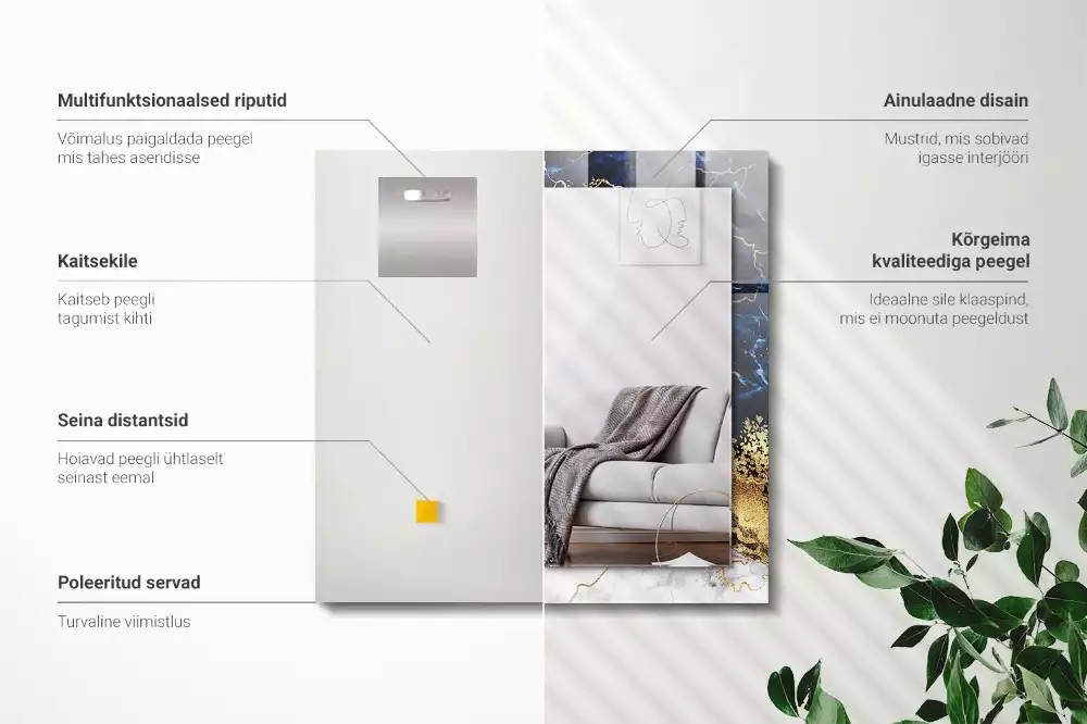 Decorațiuni perete cu oglindă Abstracție de marmură