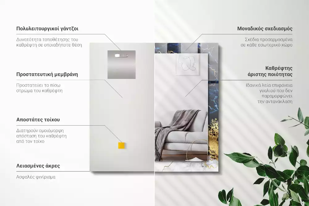 Decorațiuni perete cu oglindă Abstracție de marmură