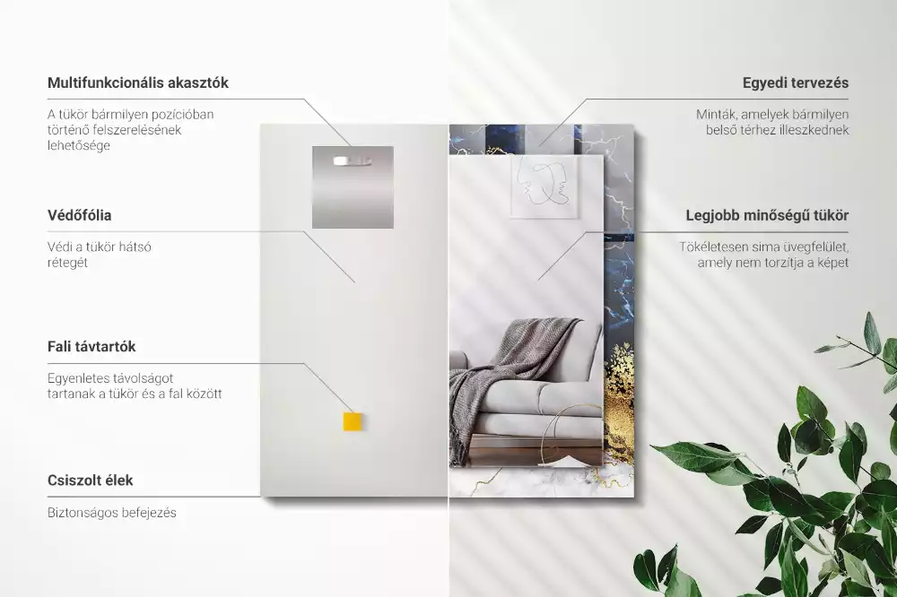 Decorațiuni perete cu oglindă Abstracție de marmură