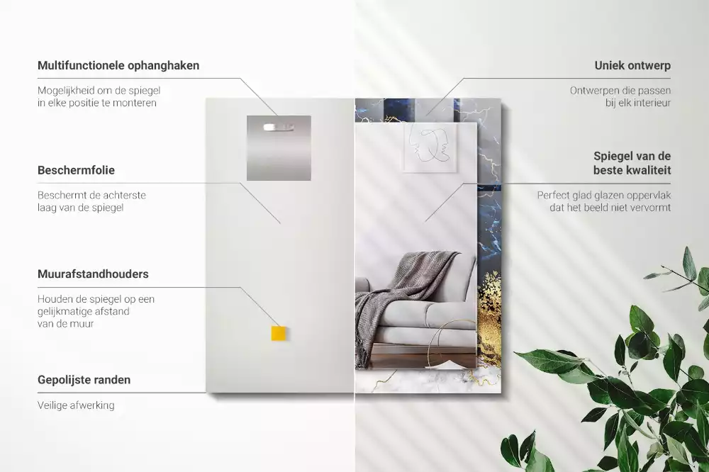 Decorațiuni perete cu oglindă Abstracție de marmură