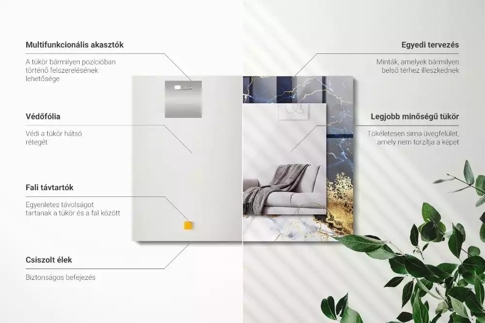 Decorațiuni perete cu oglindă Abstracție de marmură