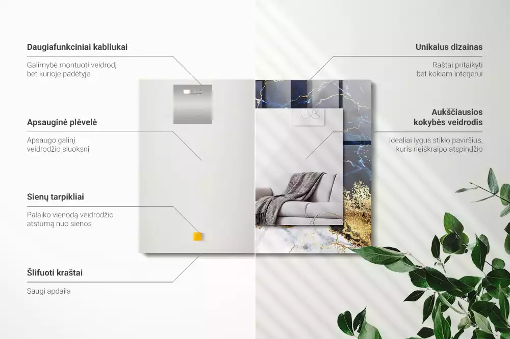 Decorațiuni perete cu oglindă Abstracție de marmură