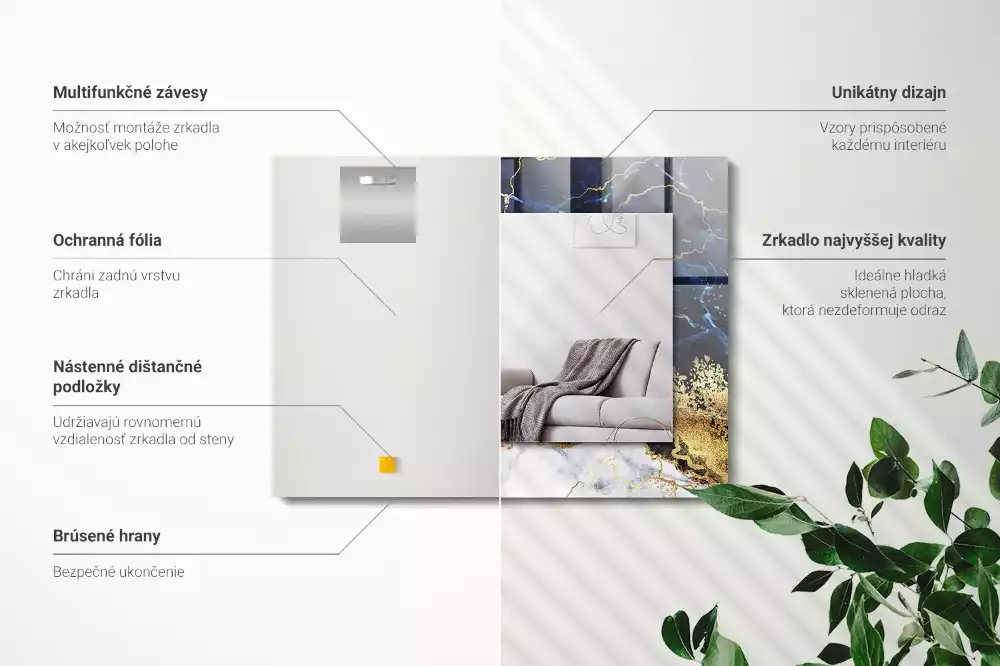 Decorațiuni perete cu oglindă Abstracție de marmură