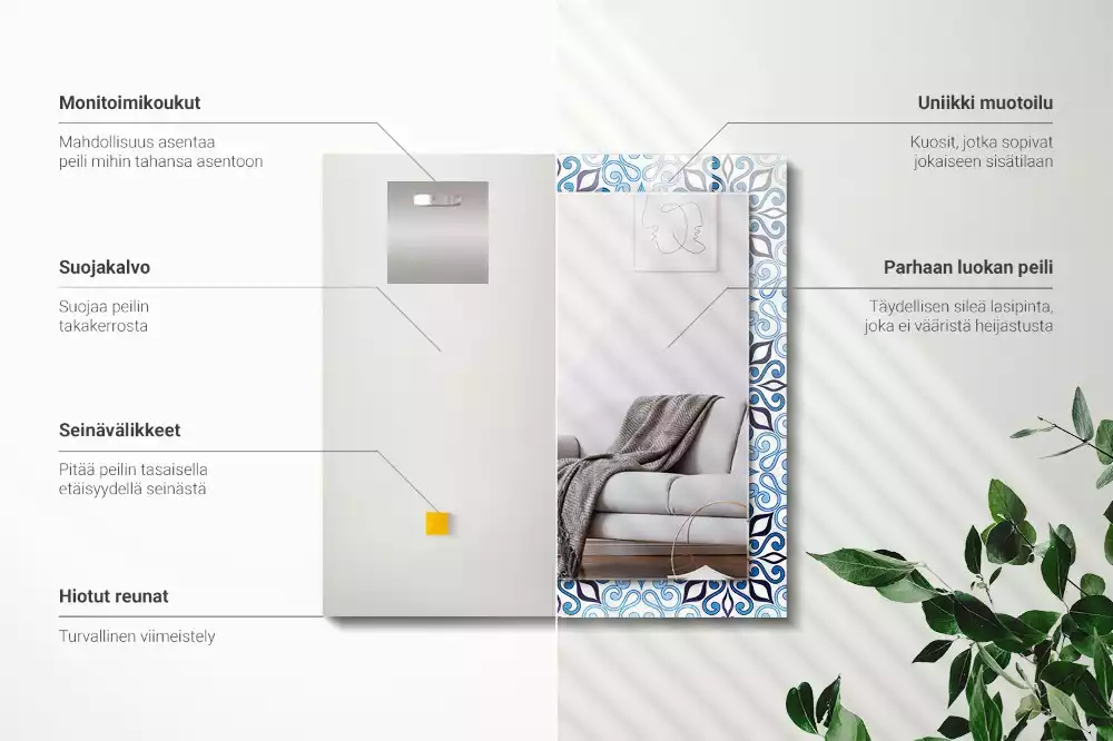 Oglindă imprimată Model ornamental albastru