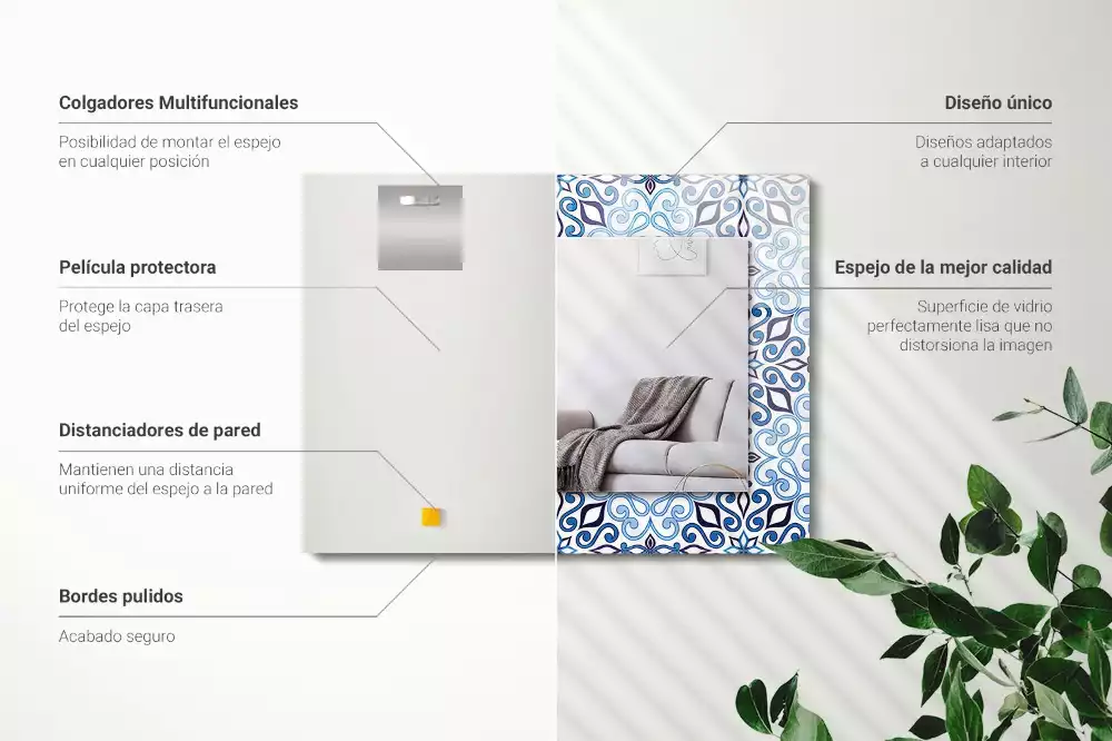 Oglindă imprimată Model ornamental albastru