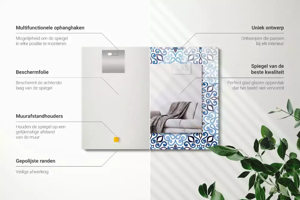 Oglindă imprimată Model ornamental albastru