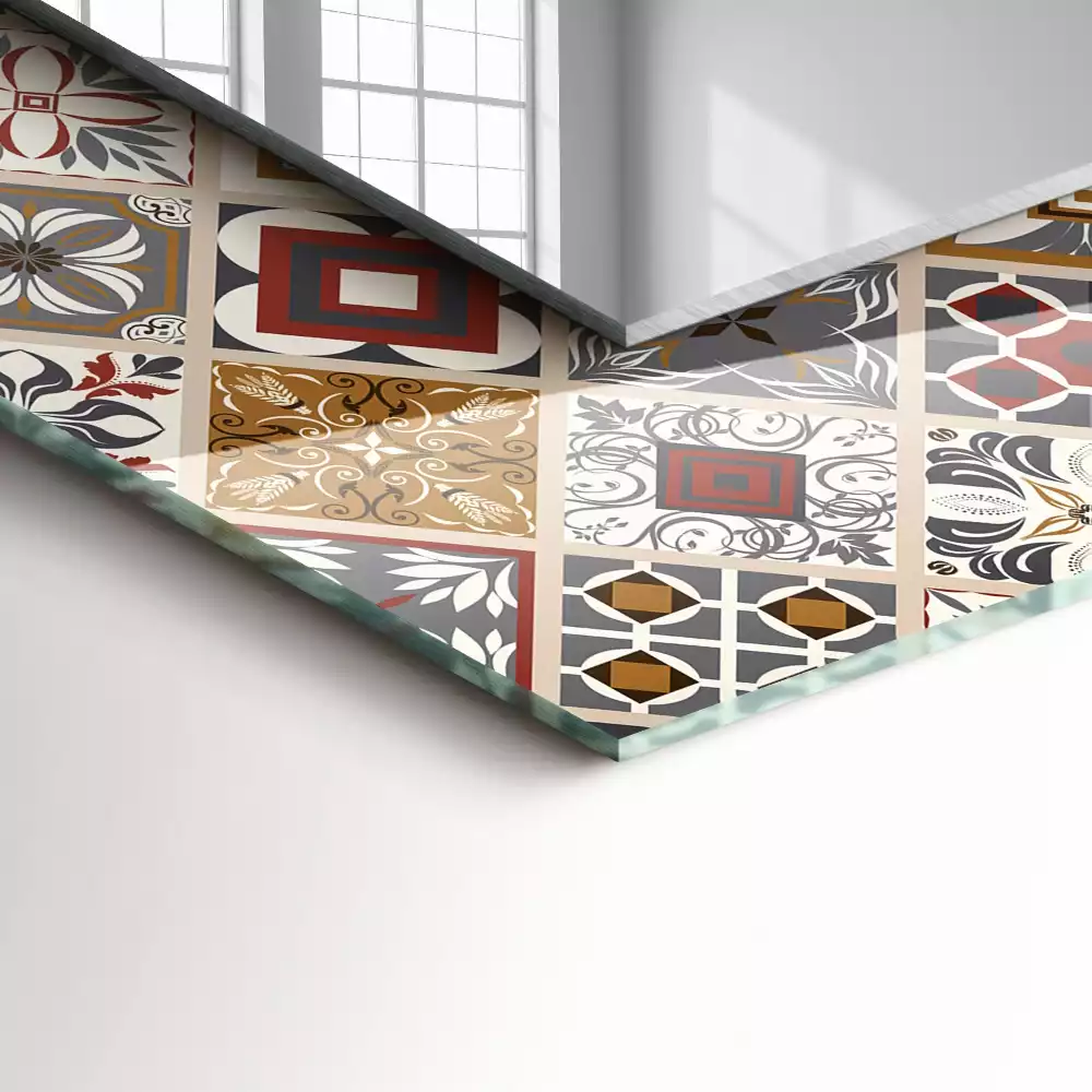 Decorațiuni perete cu oglindă Modele colorate de faianță