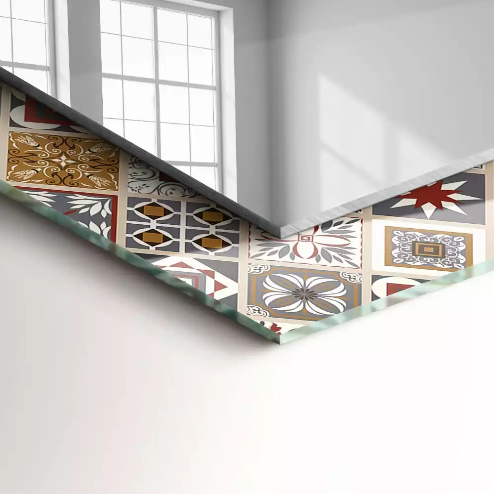 Decorațiuni perete cu oglindă Modele colorate de faianță