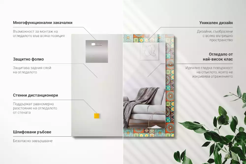 Oglindă imprimată Plăci colorate mozaic