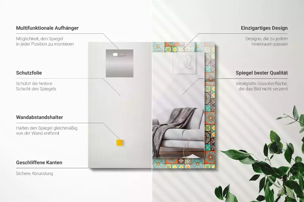 Oglindă imprimată Plăci colorate mozaic